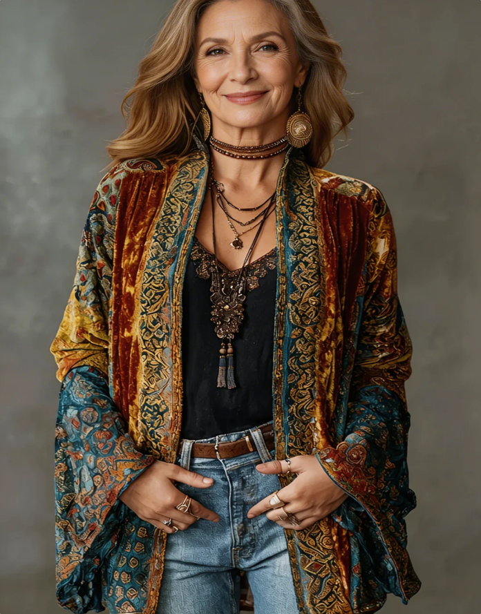 carter|Stylish Velvet-Touch Bohemian Cardigan