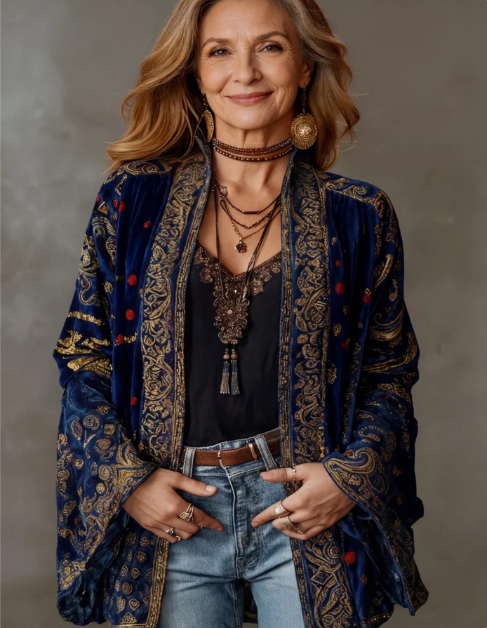 carter|Stylish Velvet-Touch Bohemian Cardigan