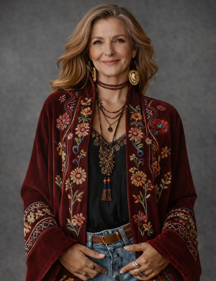carter|Stylish Velvet-Touch Bohemian Cardigan